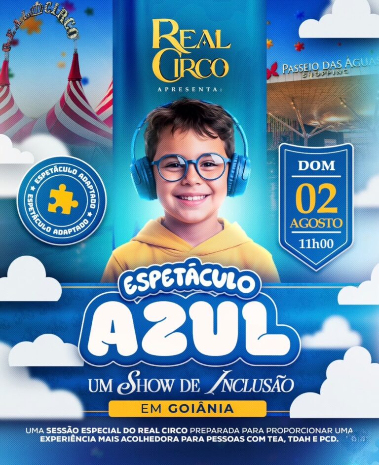 Real Circo promove sessão inclusiva para pessoas com TEA, TDAH e PCD em Goiânia.