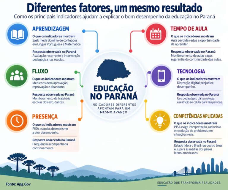 Infográfico sobre a Educação no Paraná.